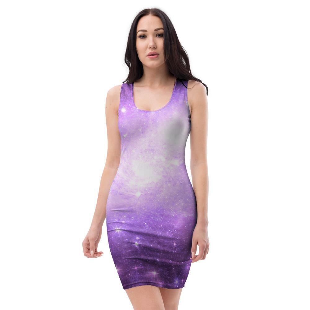 Abstract Purple Galaxy Space Bodycon Dress-grizzshop