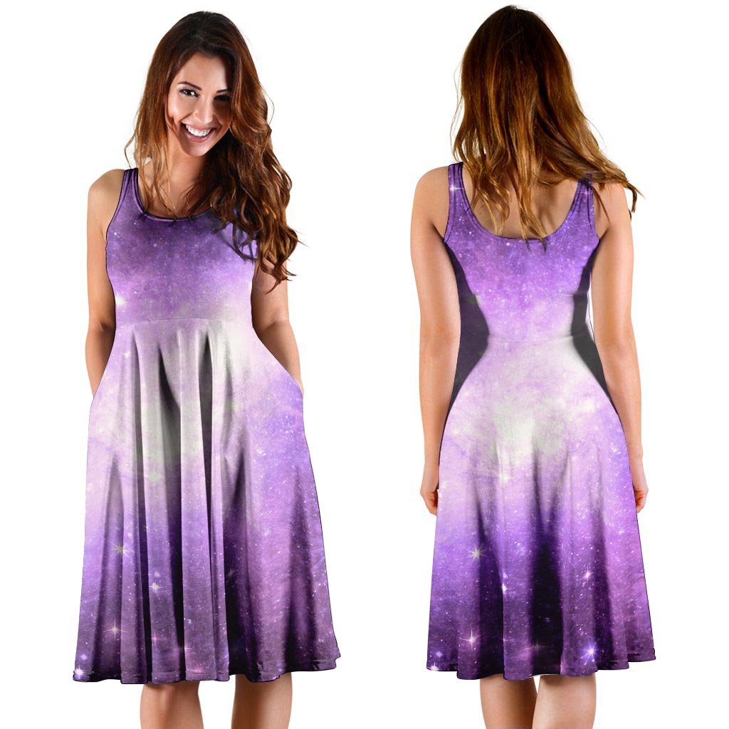 Abstract Purple Galaxy Space Dress-grizzshop