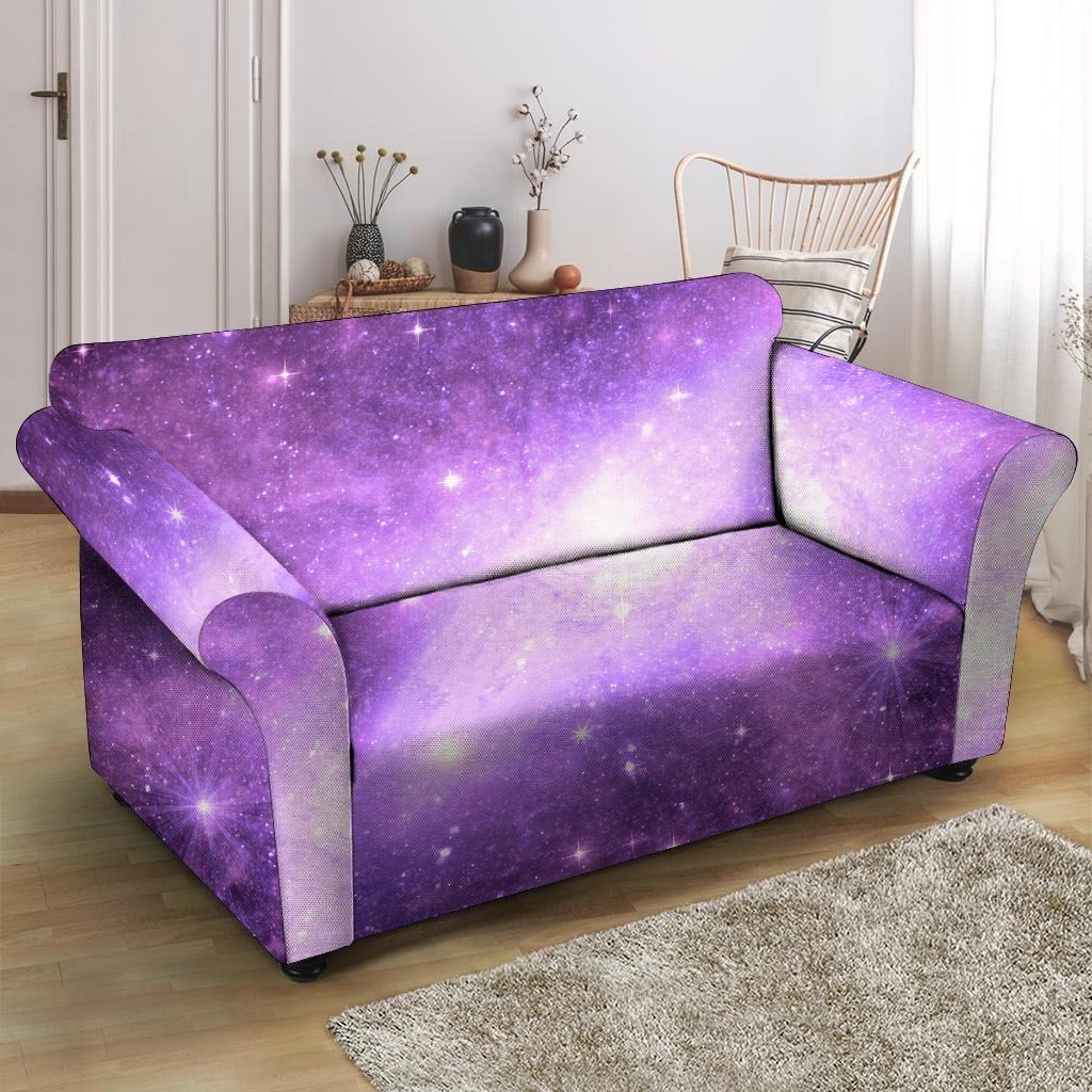 Abstract Purple Galaxy Space Loveseat Cover-grizzshop