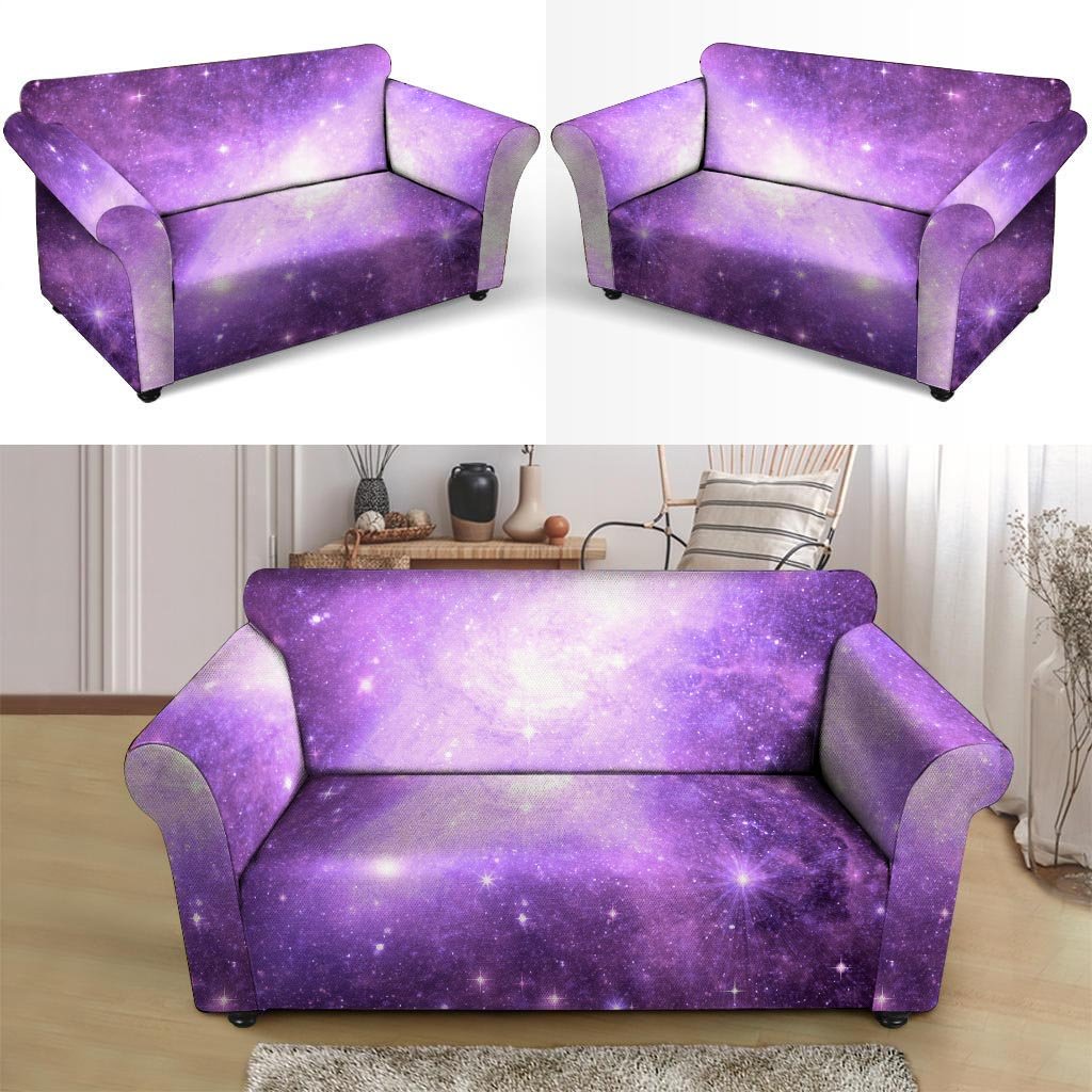 Abstract Purple Galaxy Space Loveseat Cover-grizzshop