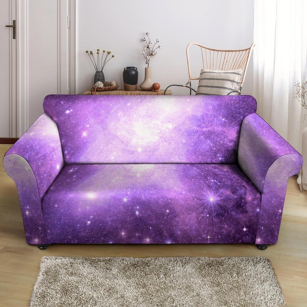 Abstract Purple Galaxy Space Loveseat Cover-grizzshop