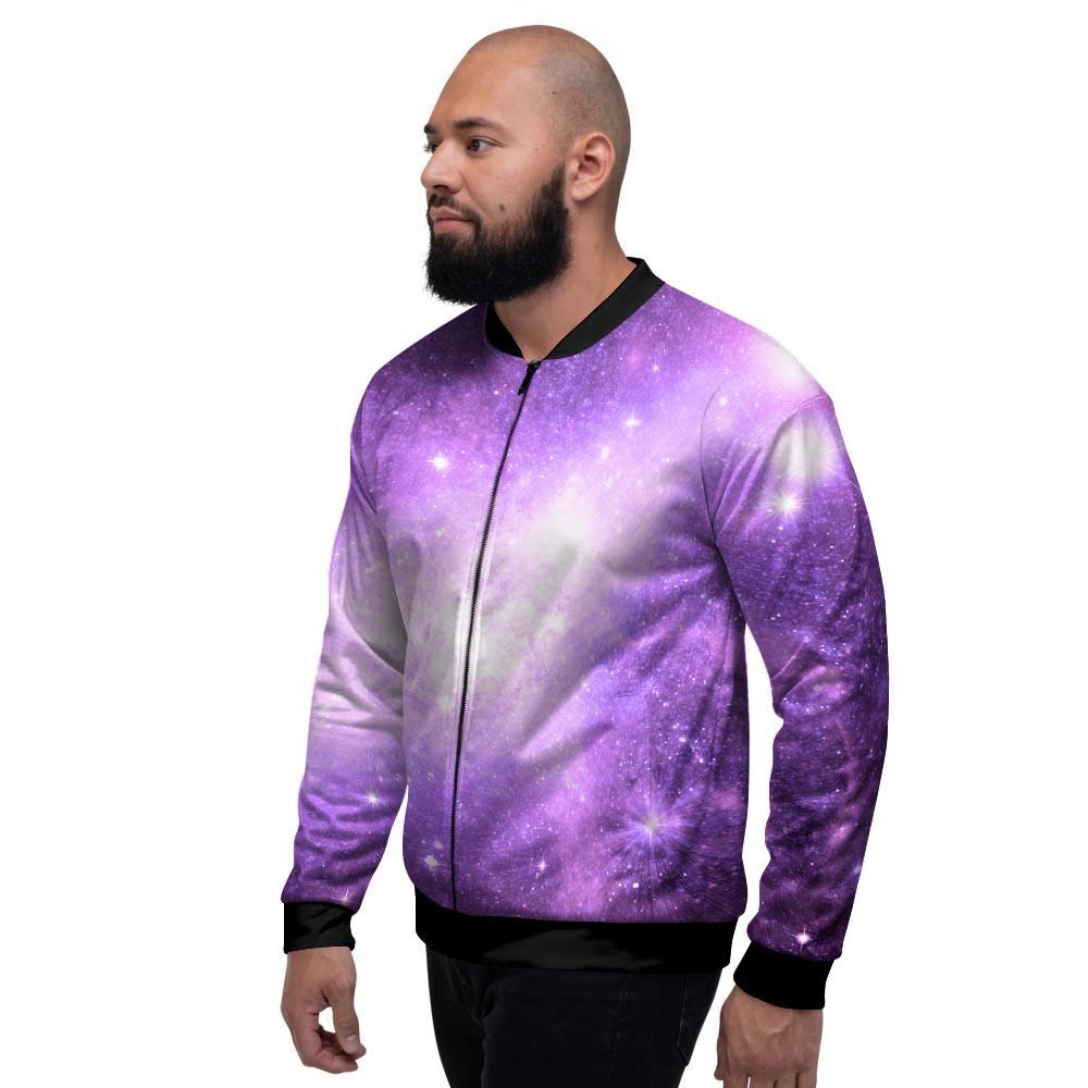 Abstract Purple Galaxy Space Men's Bomber Jacket-grizzshop