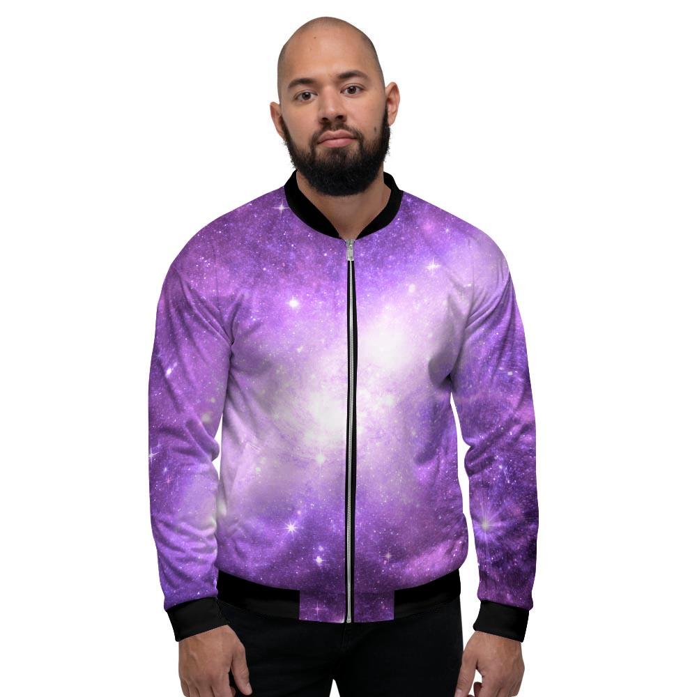 Abstract Purple Galaxy Space Men's Bomber Jacket-grizzshop