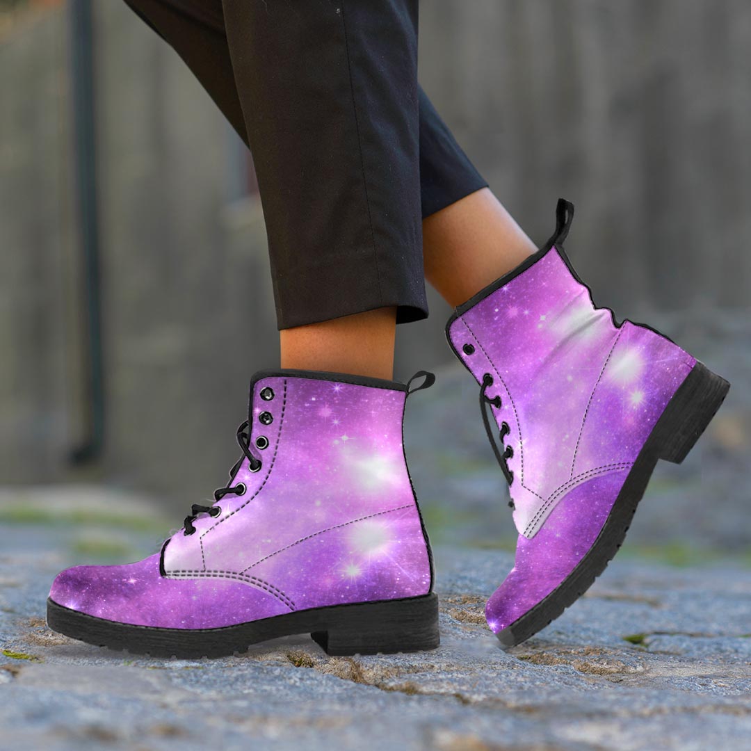 Abstract Purple Galaxy Space Men's Boots-grizzshop