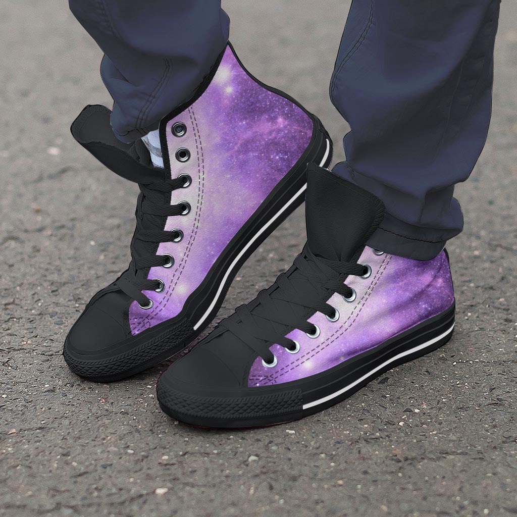 Abstract Purple Galaxy Space Men's High Top Shoes-grizzshop