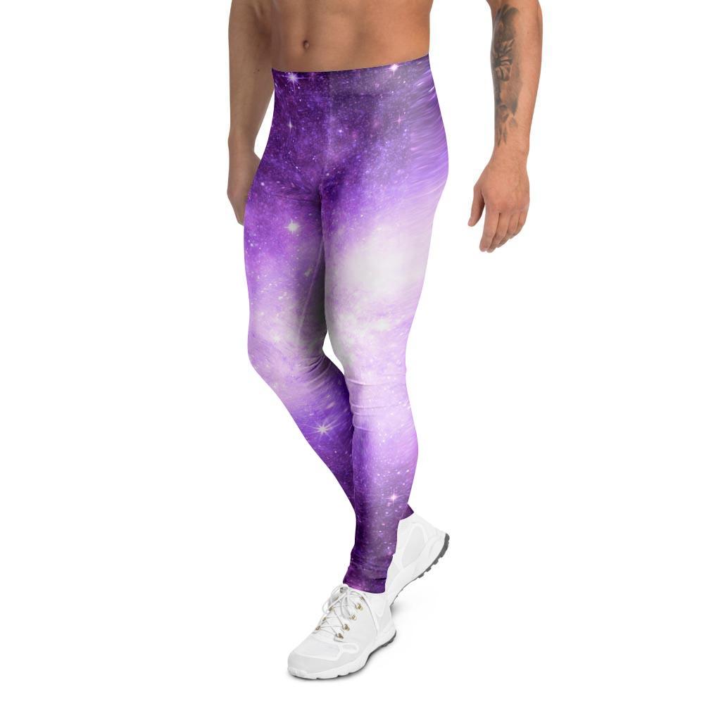 Abstract Purple Galaxy Space Men's Leggings-grizzshop