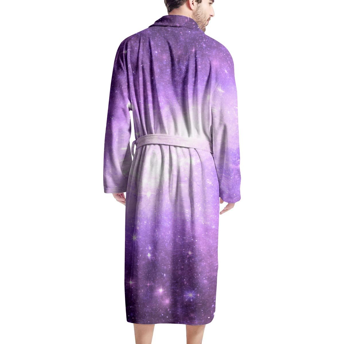 Abstract Purple Galaxy Space Men's Robe-grizzshop