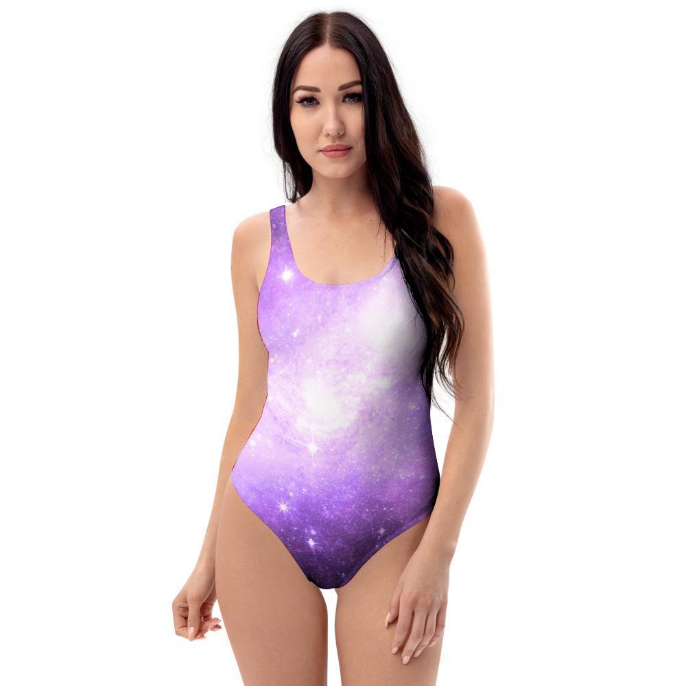 Abstract Purple Galaxy Space One Piece Swimsuite-grizzshop