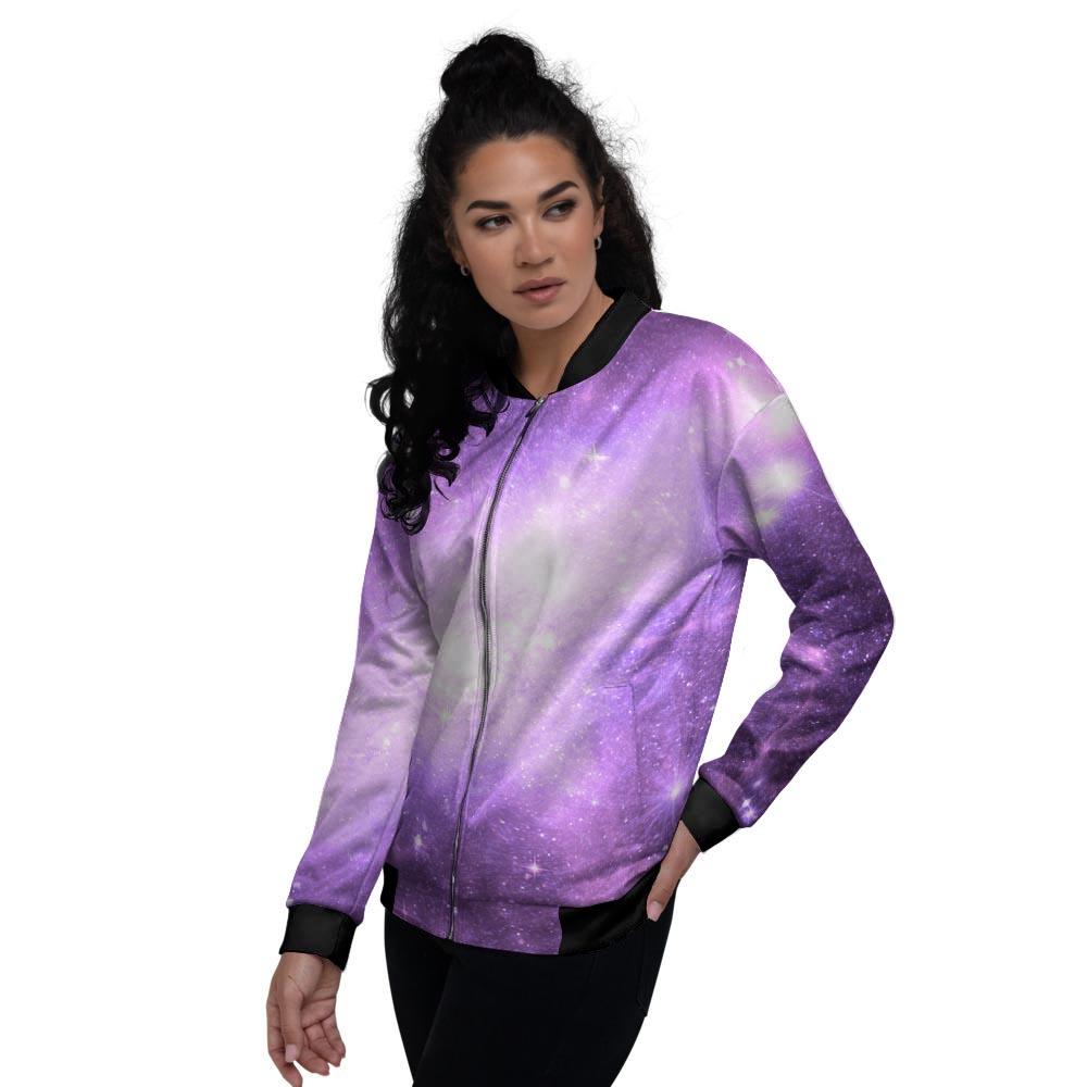 Abstract Purple Galaxy Space Women's Bomber Jacket-grizzshop