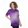 Abstract Purple Galaxy Space Women's Short Sleeve Shirts-grizzshop