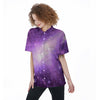 Abstract Purple Galaxy Space Women's Short Sleeve Shirts-grizzshop