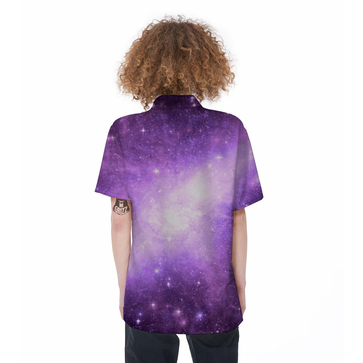 Abstract Purple Galaxy Space Women's Short Sleeve Shirts-grizzshop