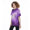 Abstract Purple Galaxy Space Women's Short Sleeve Shirts-grizzshop