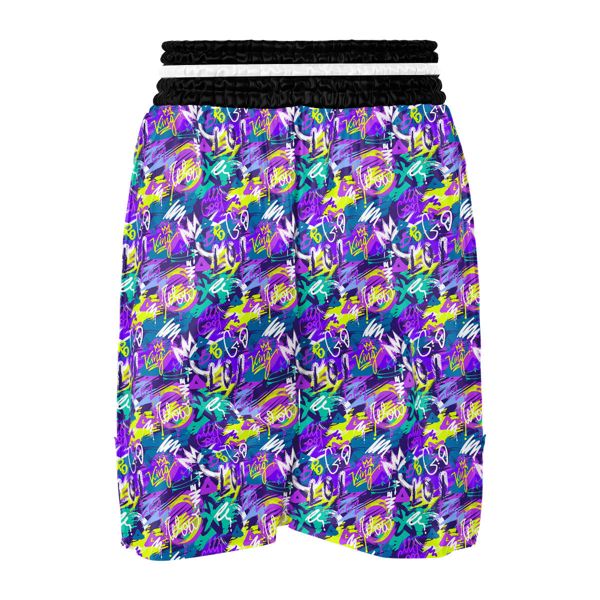 Abstract Purple Graffiti Print Pattern Boxing Shorts-grizzshop