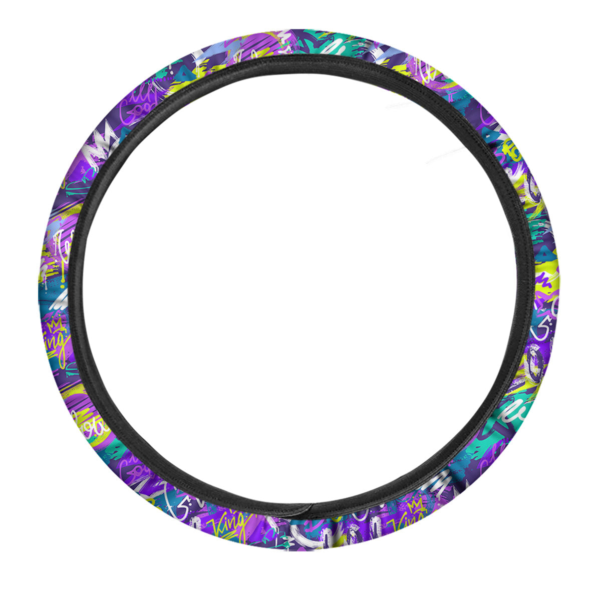 Abstract Purple Graffiti Print Pattern Car Steering Wheel Cover-grizzshop
