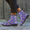 Abstract Purple Graffiti Print Pattern Leather Boots-grizzshop