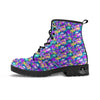 Abstract Purple Graffiti Print Pattern Leather Boots-grizzshop