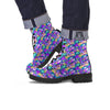 Abstract Purple Graffiti Print Pattern Leather Boots-grizzshop