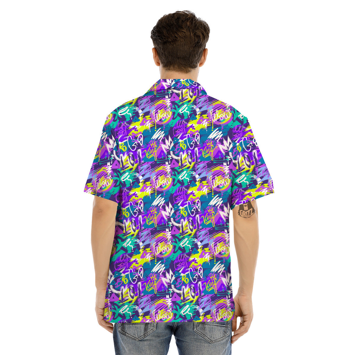 Abstract Purple Graffiti Print Pattern Men's Hawaiian Shirt-grizzshop