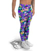 Abstract Purple Graffiti Print Pattern Men's Leggings-grizzshop