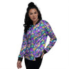 Abstract Purple Graffiti Print Pattern Women's Bomber Jacket-grizzshop