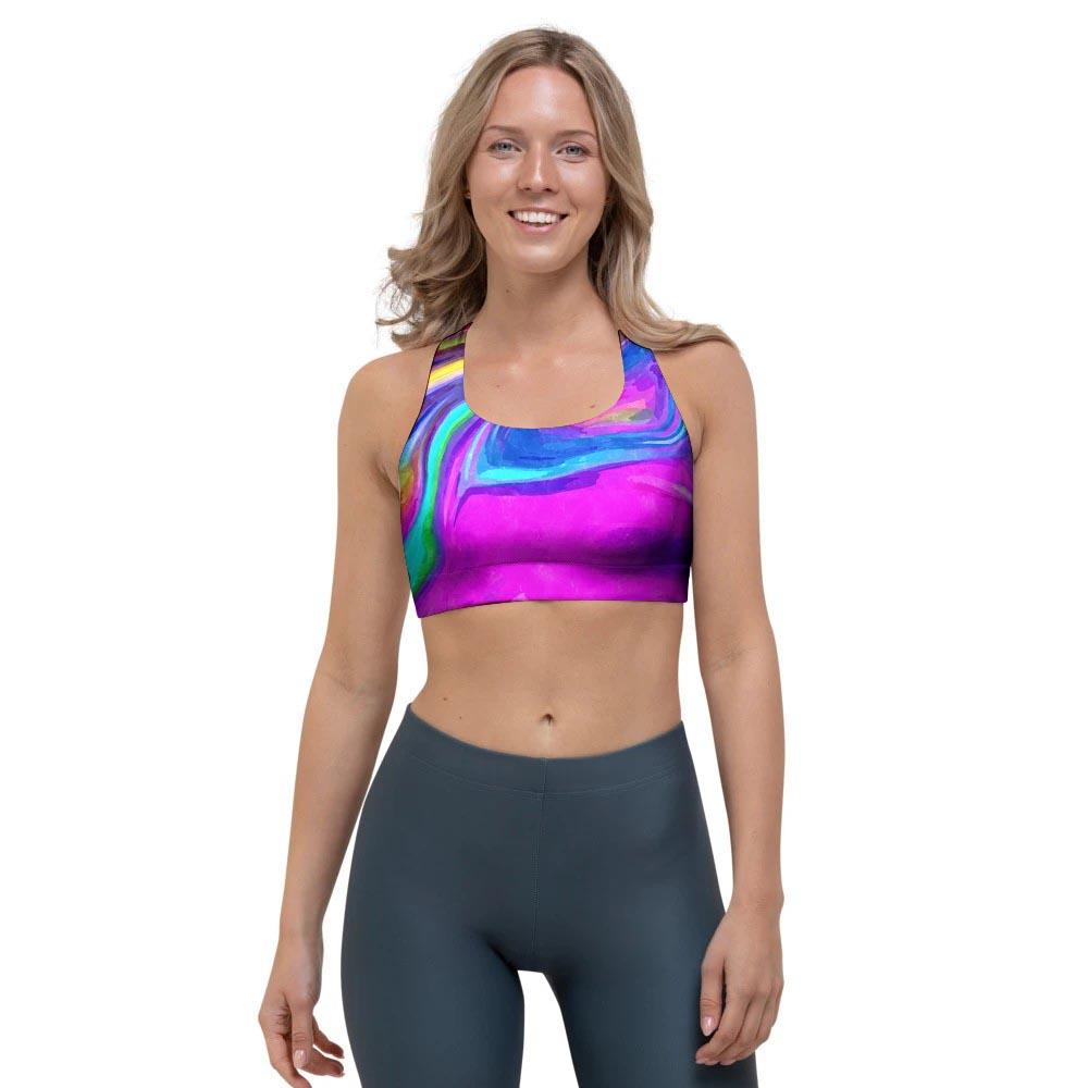 Abstract Purple Iridescent Sports Bra-grizzshop