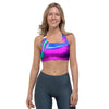 Abstract Purple Iridescent Sports Bra-grizzshop