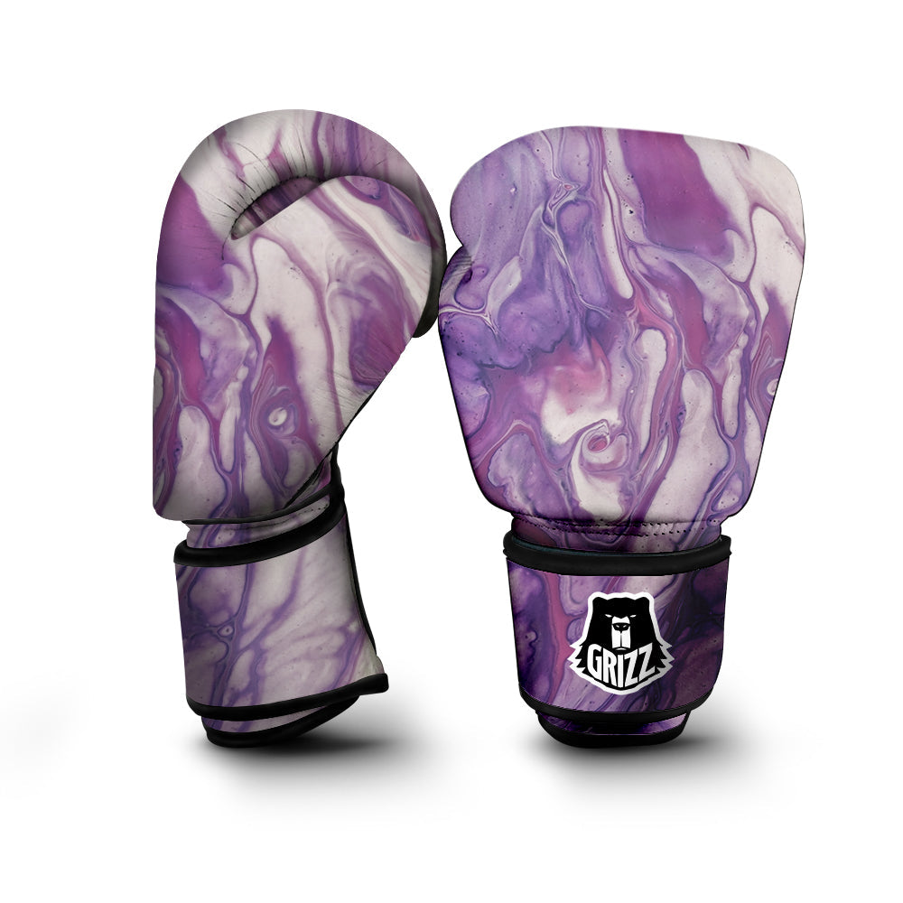 Abstract Purple Liquid Marble Print Boxing Gloves-grizzshop