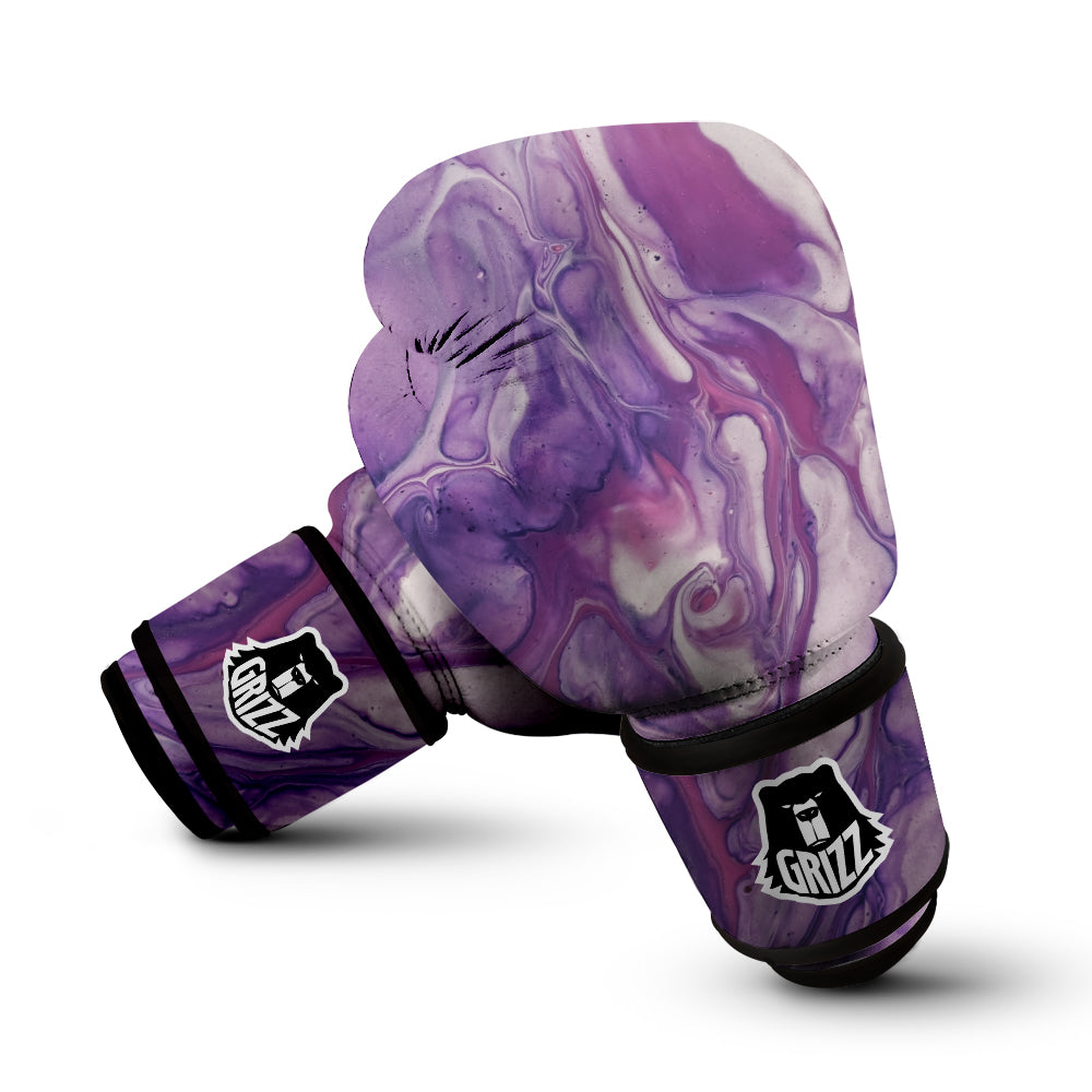 Abstract Purple Liquid Marble Print Boxing Gloves-grizzshop