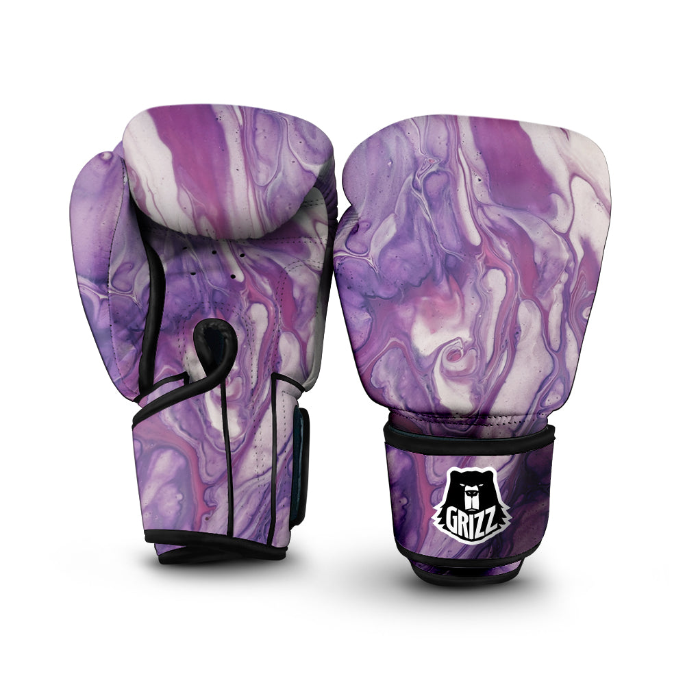 Abstract Purple Liquid Marble Print Boxing Gloves-grizzshop