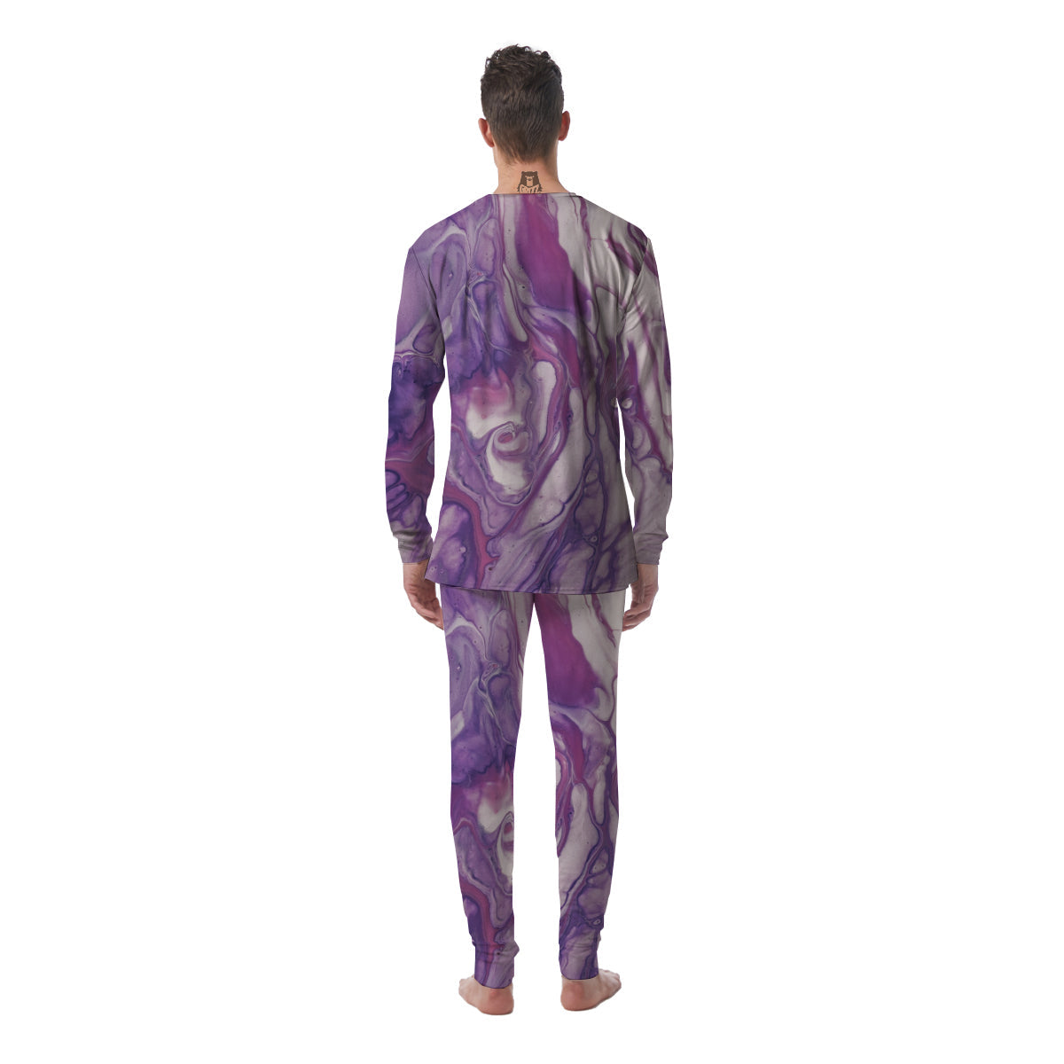 Abstract Purple Liquid Marble Print Men's Pajamas-grizzshop