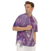 Abstract Purple Liquid Marble Print Men's Short Sleeve Shirts-grizzshop