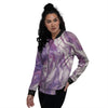 Abstract Purple Liquid Marble Print Women's Bomber Jacket-grizzshop