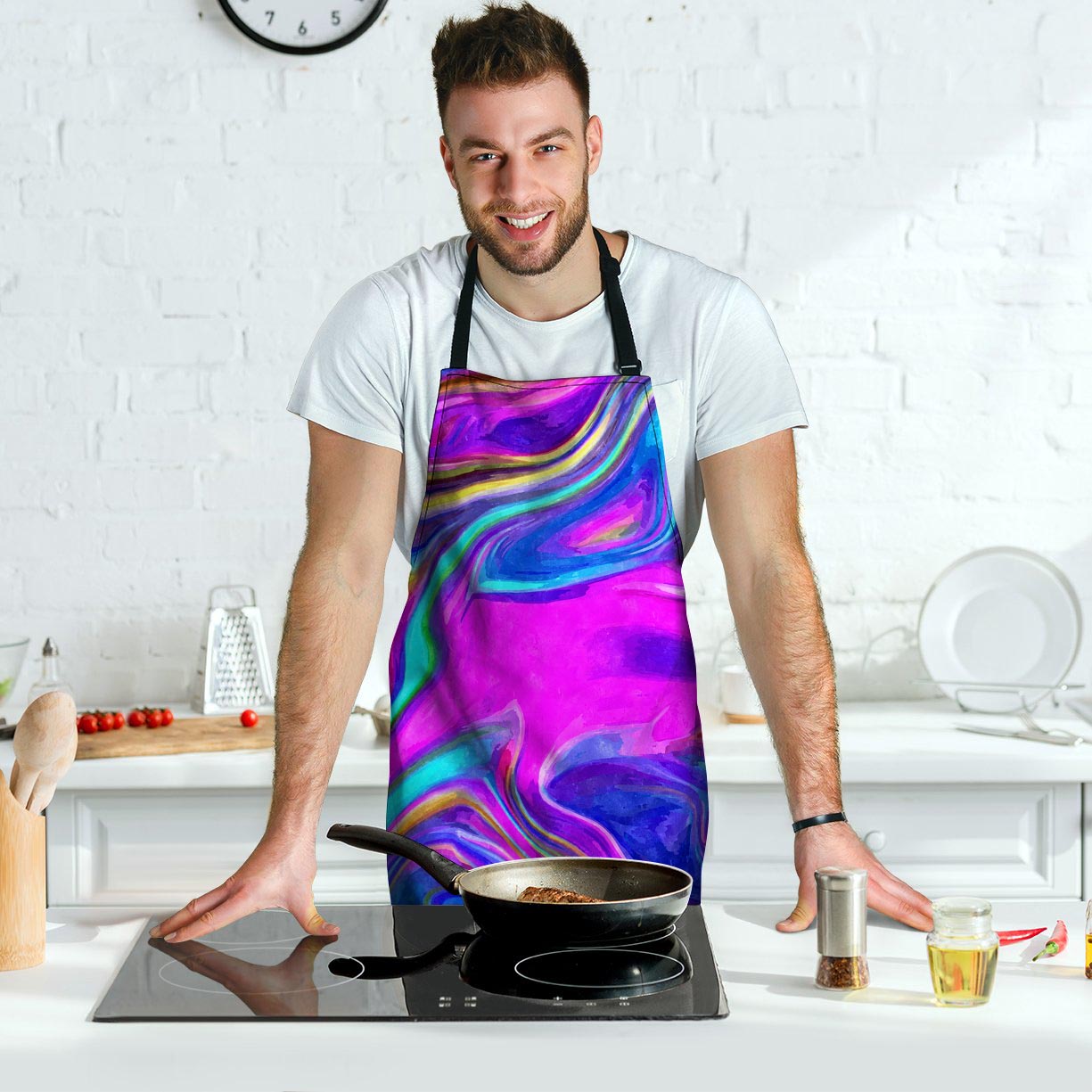 Abstract Purple Men's Apron-grizzshop