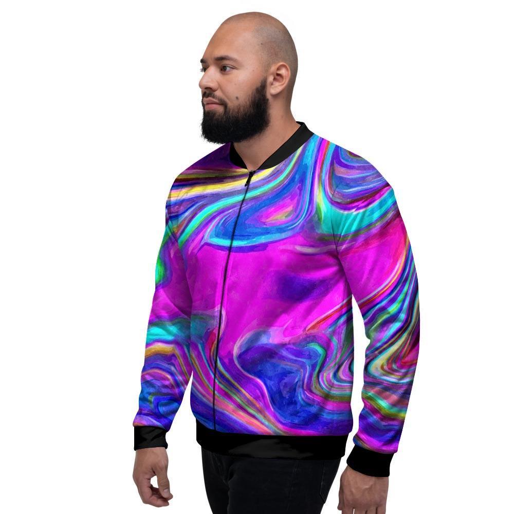 Abstract Purple Men's Bomber Jacket-grizzshop