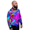 Abstract Purple Men's Bomber Jacket-grizzshop