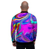 Abstract Purple Men's Bomber Jacket-grizzshop