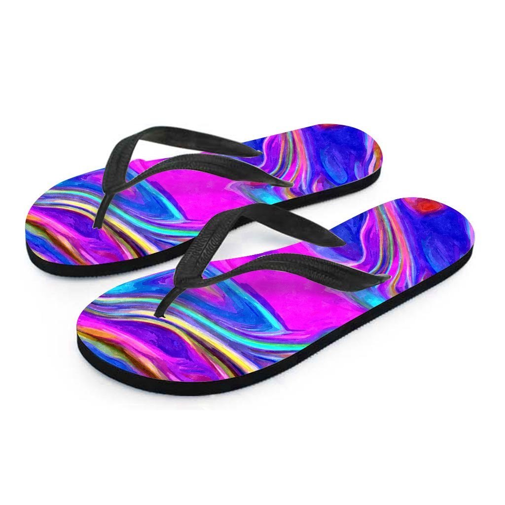 Abstract Purple Men's Flip Flops-grizzshop