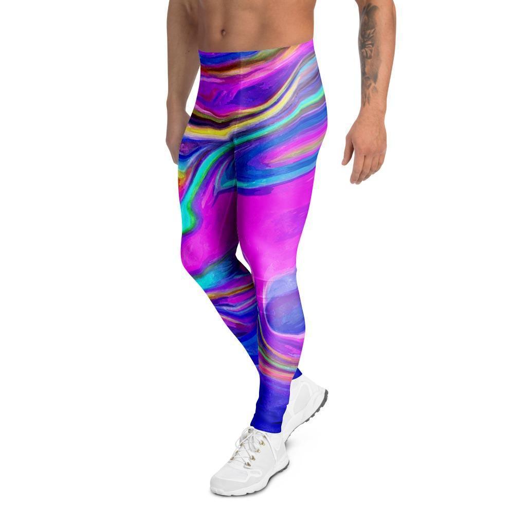 Abstract Purple Men's Leggings-grizzshop