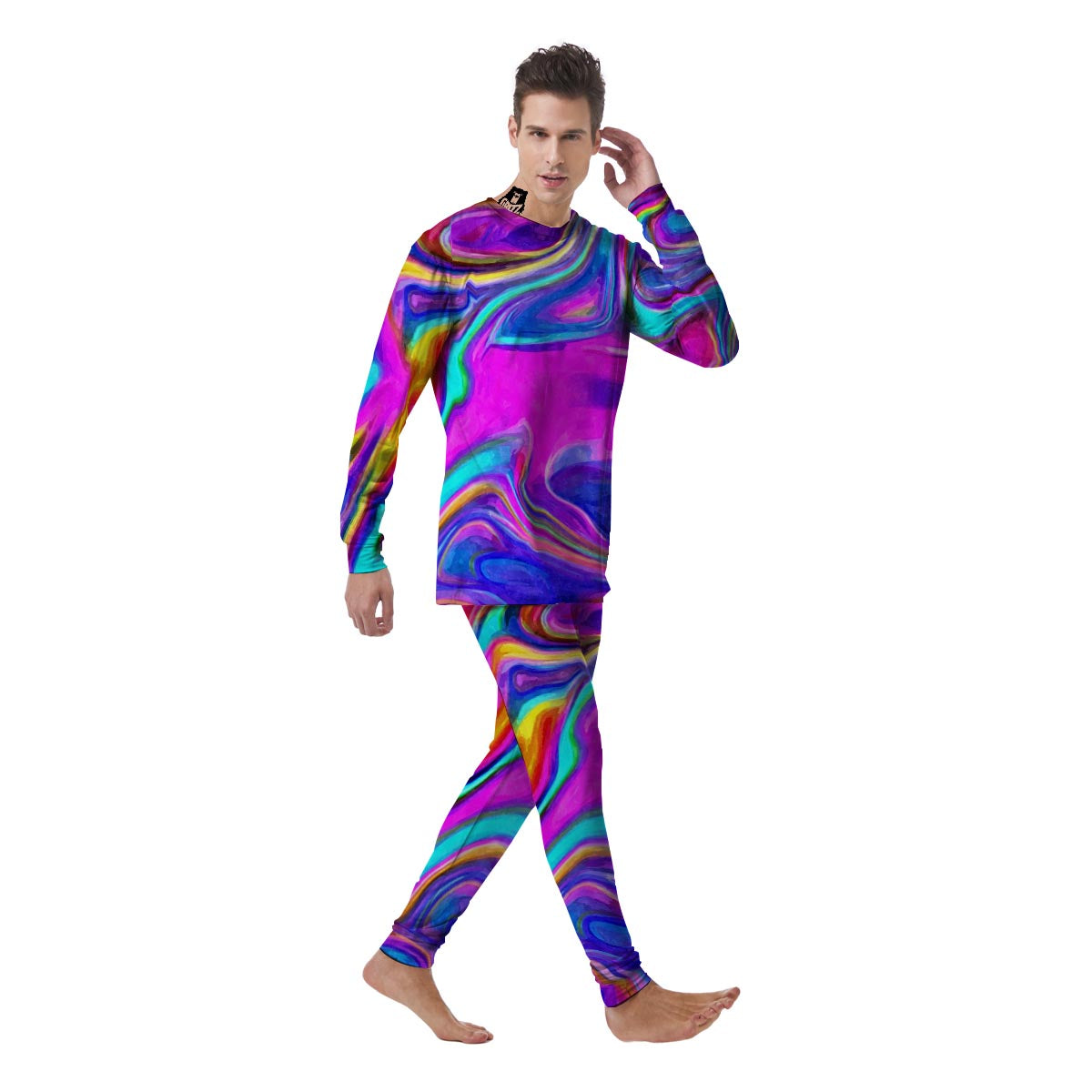 Abstract Purple Men's Pajamas-grizzshop