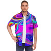 Abstract Purple Men's Short Sleeve Shirt-grizzshop