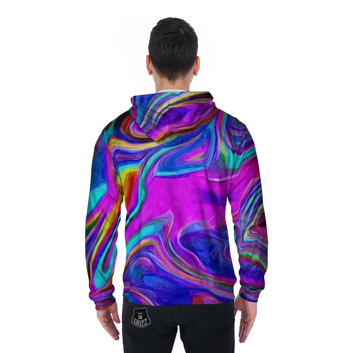 Abstract Purple Men's Zip Up Hoodie-grizzshop