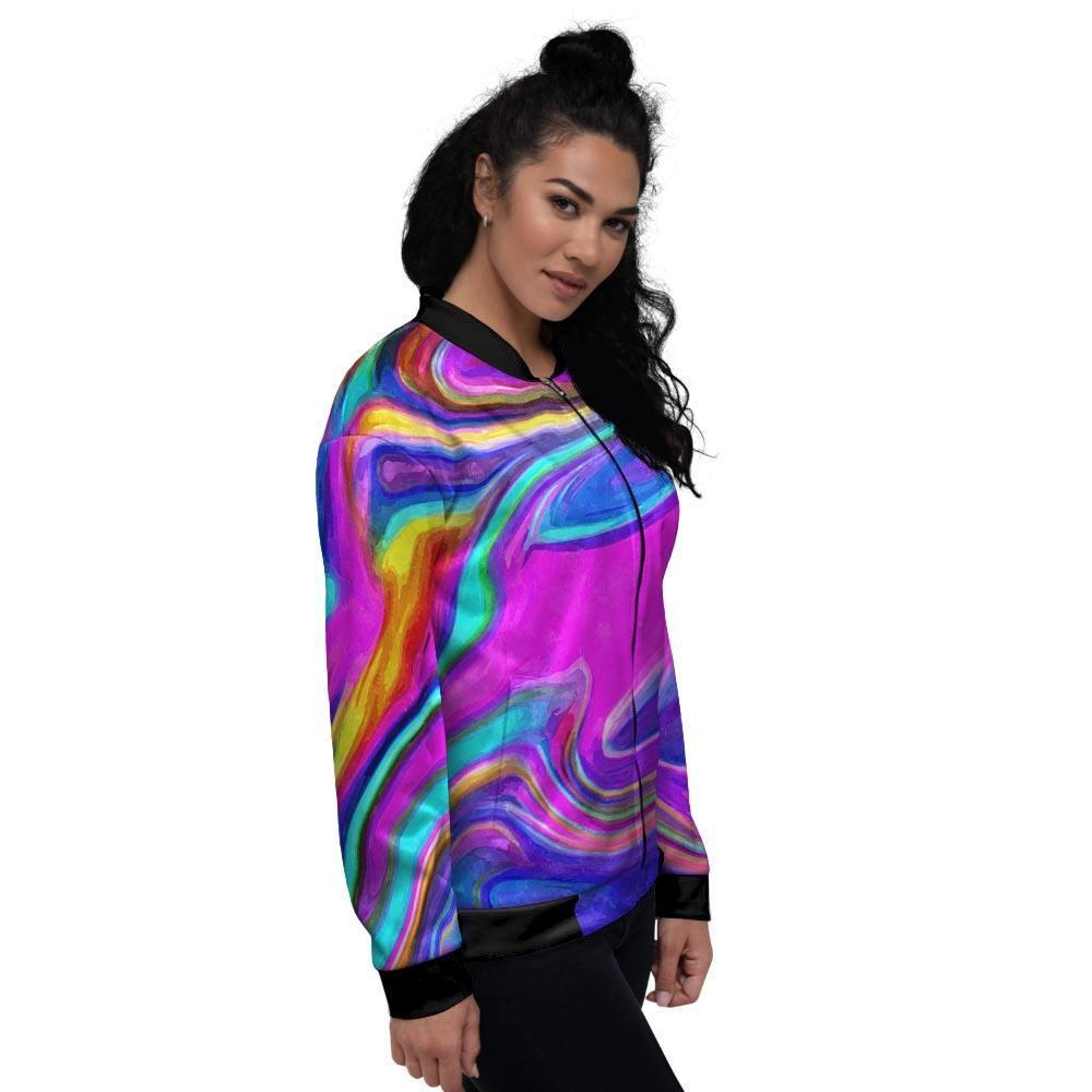 Abstract Purple Women's Bomber Jacket-grizzshop