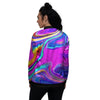 Abstract Purple Women's Bomber Jacket-grizzshop