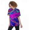 Abstract Purple Women's Short Sleeve Shirts-grizzshop