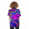 Abstract Purple Women's Short Sleeve Shirts-grizzshop