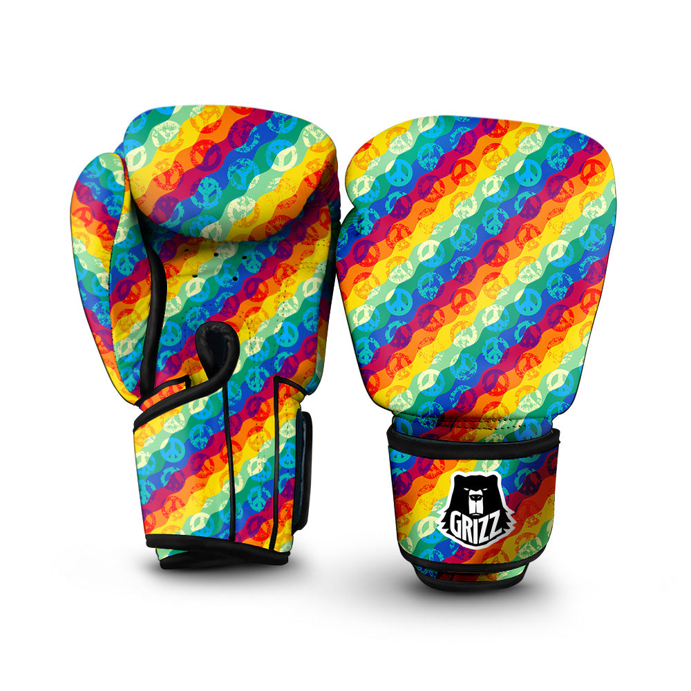 Abstract Rainbow Peace Signs And LGBT Print Pattern Boxing Gloves-grizzshop