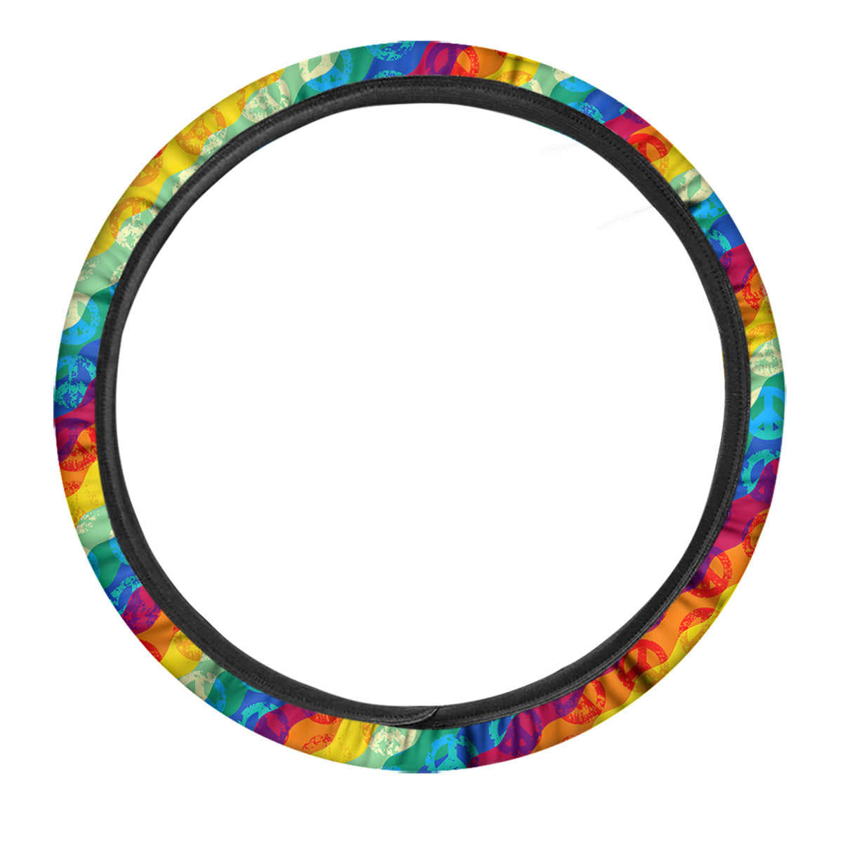 Abstract Rainbow Peace Signs And LGBT Print Pattern Car Steering Wheel Cover-grizzshop