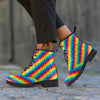 Abstract Rainbow Peace Signs And LGBT Print Pattern Leather Boots-grizzshop