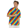 Abstract Rainbow Peace Signs And LGBT Print Pattern Men's Short Sleeve Shirts-grizzshop